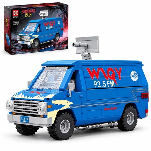 Chanbrick Retro Blue Stranger Bus Car Building Sets Compatible With Lego Vehicle Model Cognitive Flexibility Building Toys For Adults Teens 730 Pcs