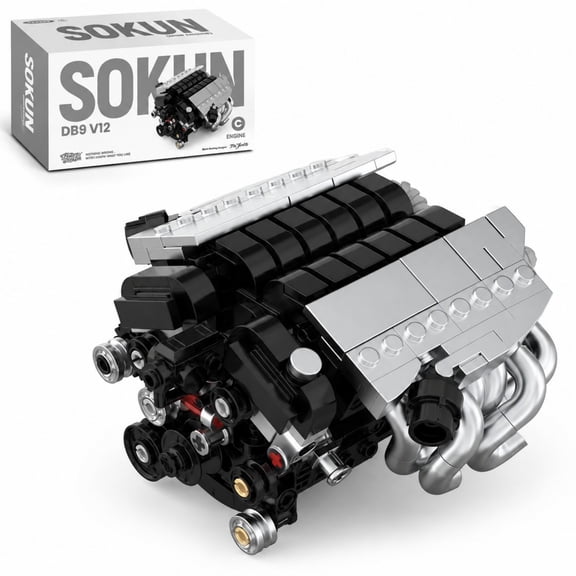 Chanbrick Silver Car Model Engine Building Sets Motors With Moving Pistons & Crankshaft Compatible With Lego Desk Display For Adult Boys 375