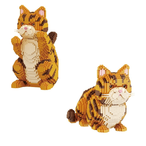 Chanbrick Vivid Orange Cat Building Sets Compatible With Lego Animal Modle Office Decor Building Blocks For Adults Teens