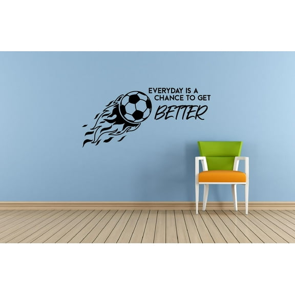Chance To Get Better Quote Soccer Player Athlete Quotes Wall Sticker for Nursery Bedroom Children Kids World Cup Sport Fans Rooms Home Art Murals Decals Decor Vinyl Decoration Size (8x10 inch)