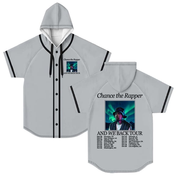 Chance The Rapper And We Back Tour Hooded Baseball Jersey Short Sleeve Shirt Women Men Crewneck Tee