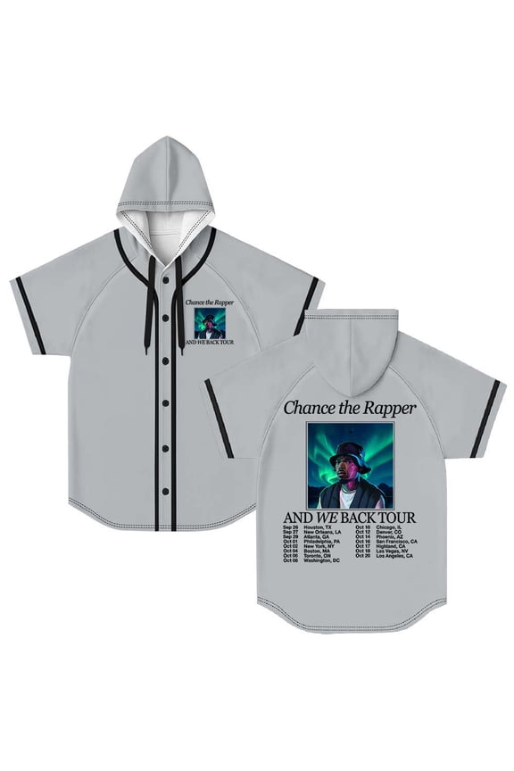 Chance The Rapper And We Back Tour Hooded Baseball Jersey Short Sleeve Shirt Women Men Crewneck Tee