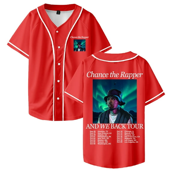 Chance the Rapper And We Back Tour Baseball Jersey Short Sleeve Button-up Shirts Women Men Streetwear Tops