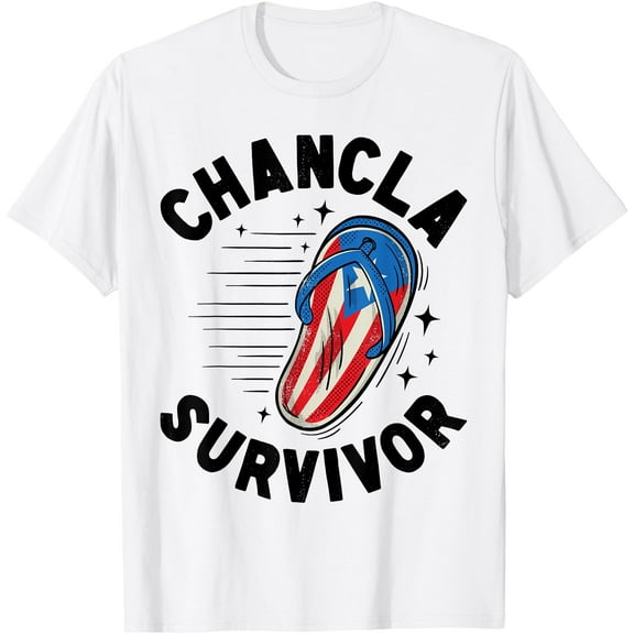Chancla Survivor Puerto Rican Puerto Rico Funny Spanish Joke T-Shirt Tops Tee