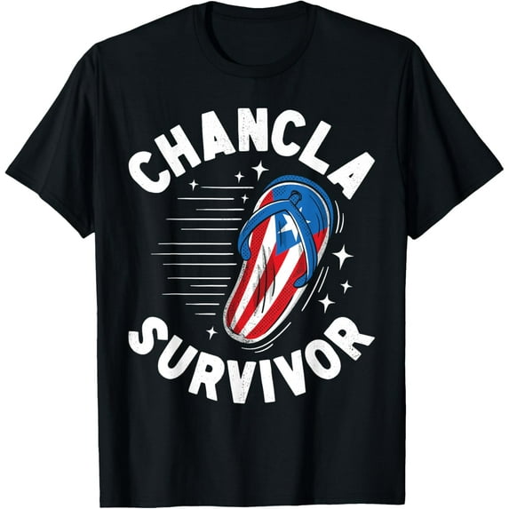 Chancla Survivor Puerto Rican Puerto Rico Funny Spanish Joke T-Shirtmen and women can wear, black, white, gifts.S,M,L,XL,2XL,3XL,354XL