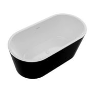 Chand 55 in. Acrylic Flatbottom Freestanding Bathtub in Black and White