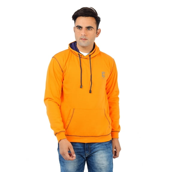 Chanda Khuba Hoodies for Men Blue and Orange Fleece Blend Full Sleeve Sweatshirt for Men - CKHD01-06-M
