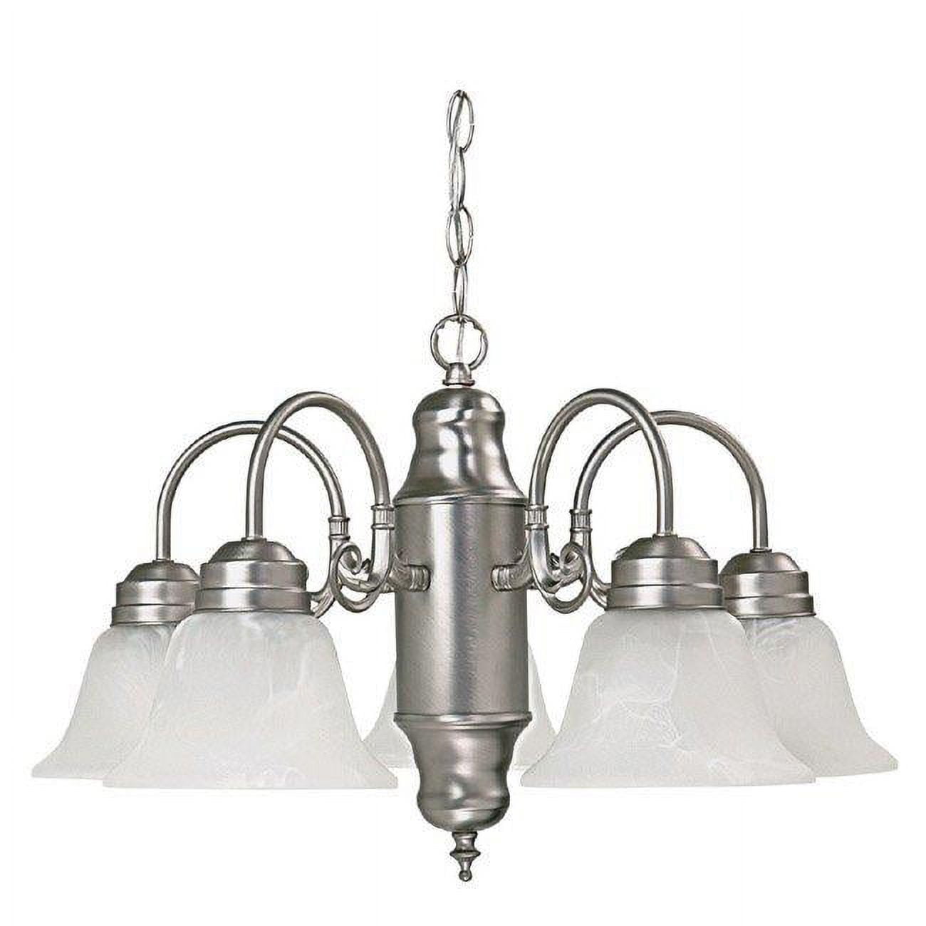 Matte Nickel 5-Light Mini Chandelier with Faux Alabaster Glass