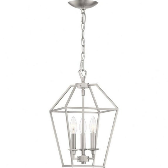 Chandelier 3 Light Steel-Brushed Nickel Finish Bailey Street Home 71-Bel-3343144