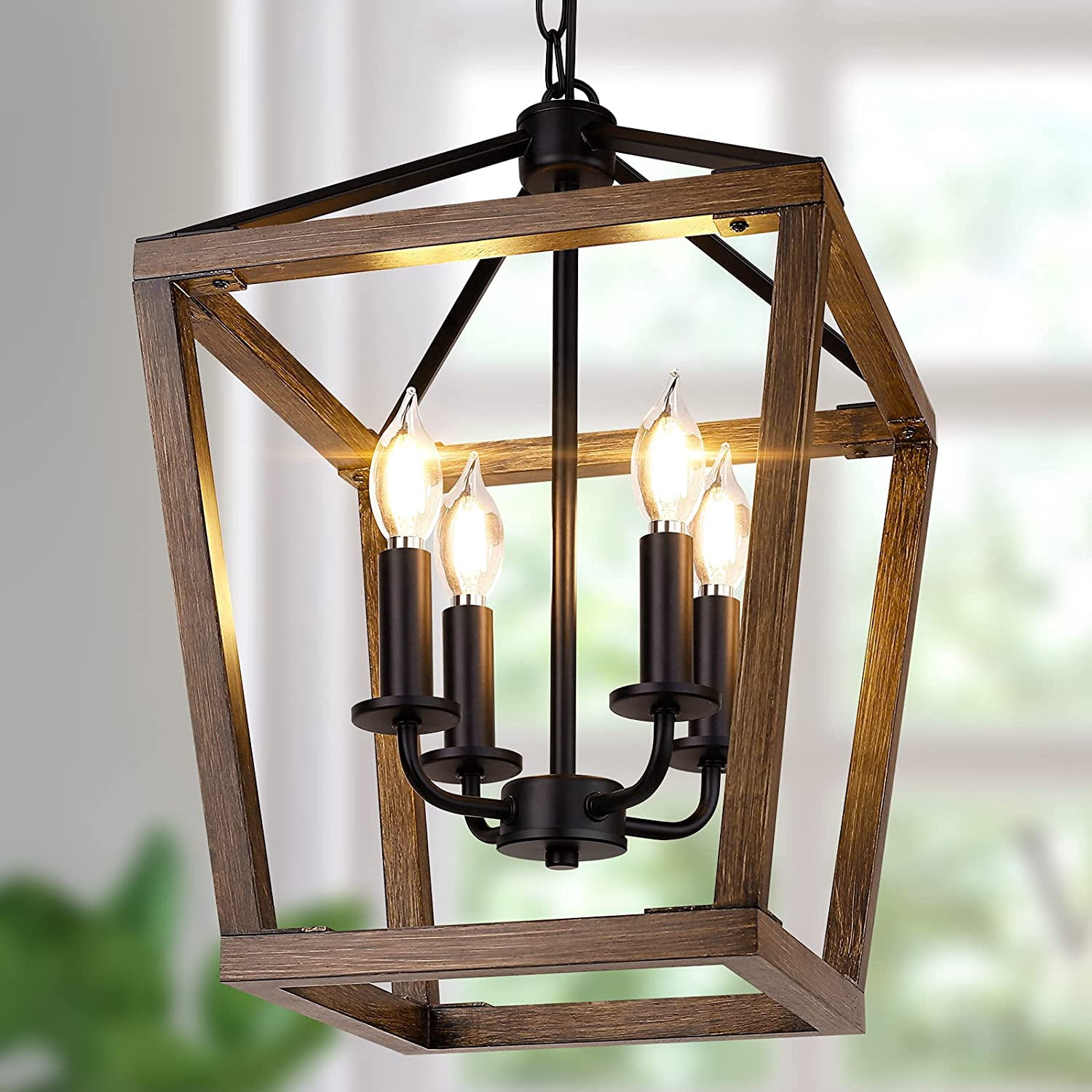 Chandelier 4-Light, Black Pendant Light Fixture for Kitchen Island ...