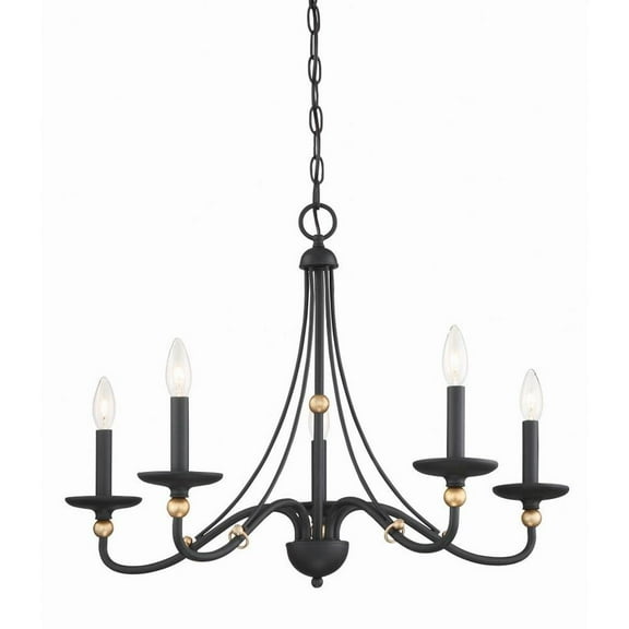 Chandelier 5 Light Sand Coal/Skyline Gold Steel 20 inches Tall By 28 inches Wide-Sand Coal/Skyline Gold Finish Bailey Street Home 57-Bel-4237629