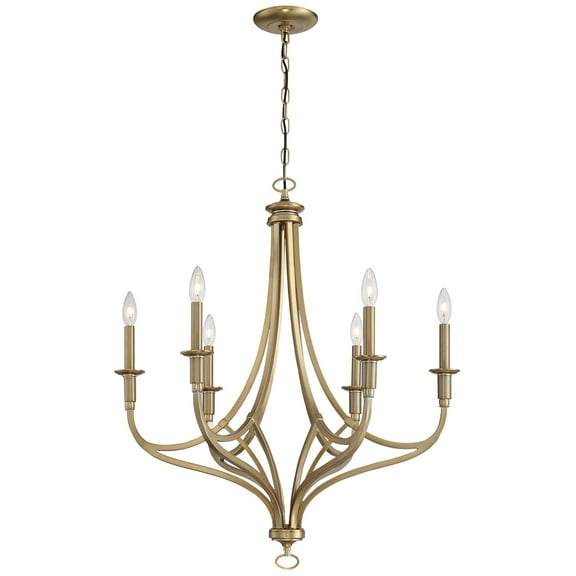 Chandelier 6 Light Brushed H1y Gold Steel 32 Inches Tall By 28 Inches Wide     -Traditional Installation Minka Lavery 1096-740