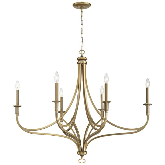Chandelier 6 Light Brushed Honey Gold Steel 32 Inches Tall By 40 Inches Wide -Traditional Installation Minka Lavery 1097-740