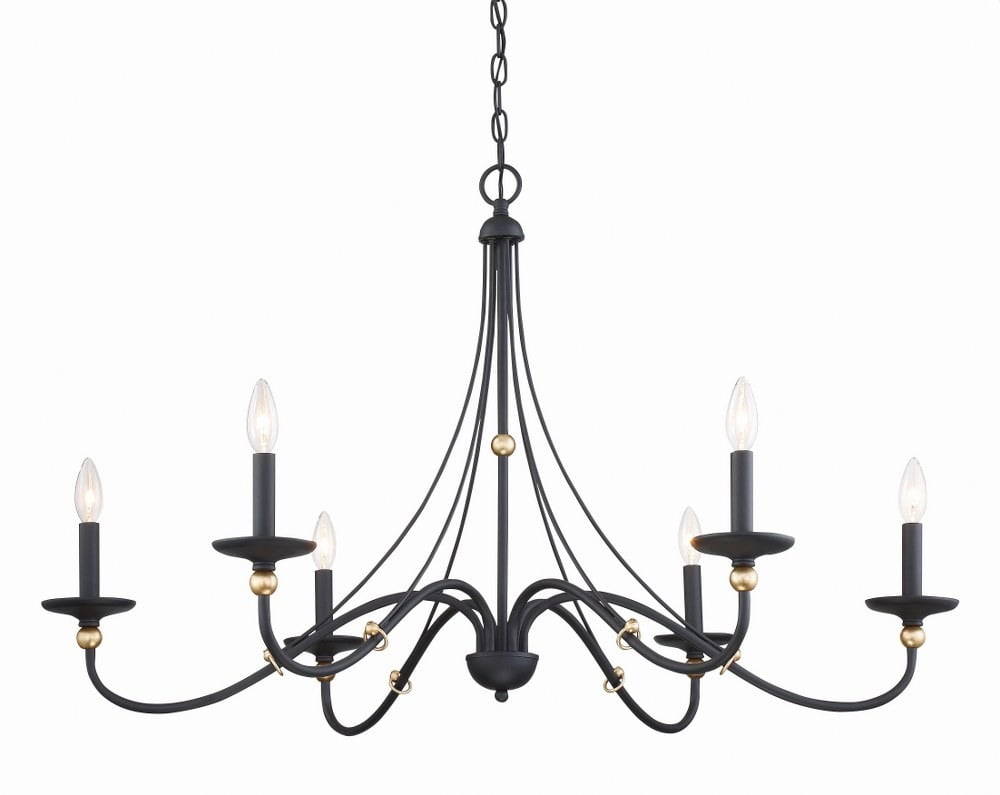 Sand Coal and Gold 40" Steel Taper Candle Chandelier