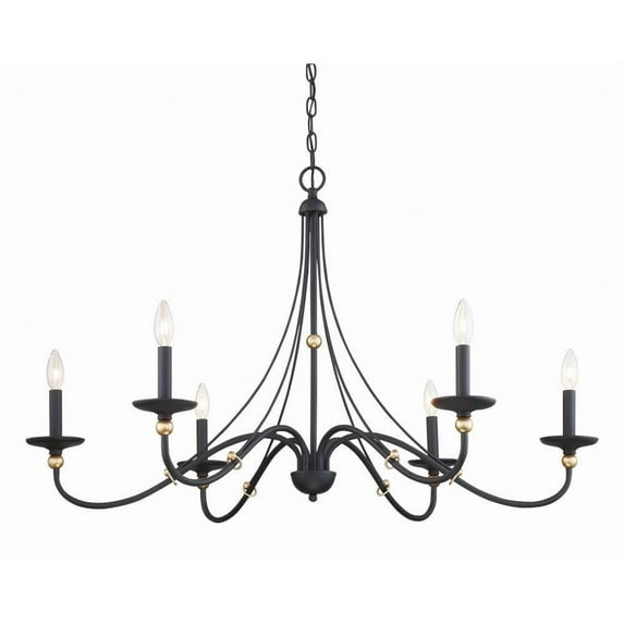 Chandelier 6 Light Sand Coal/Skyline Gold Steel 24 inches Tall By 40 inches Wide-Sand Coal/Skyline Gold Finish Bailey Street Home 57-Bel-4237635