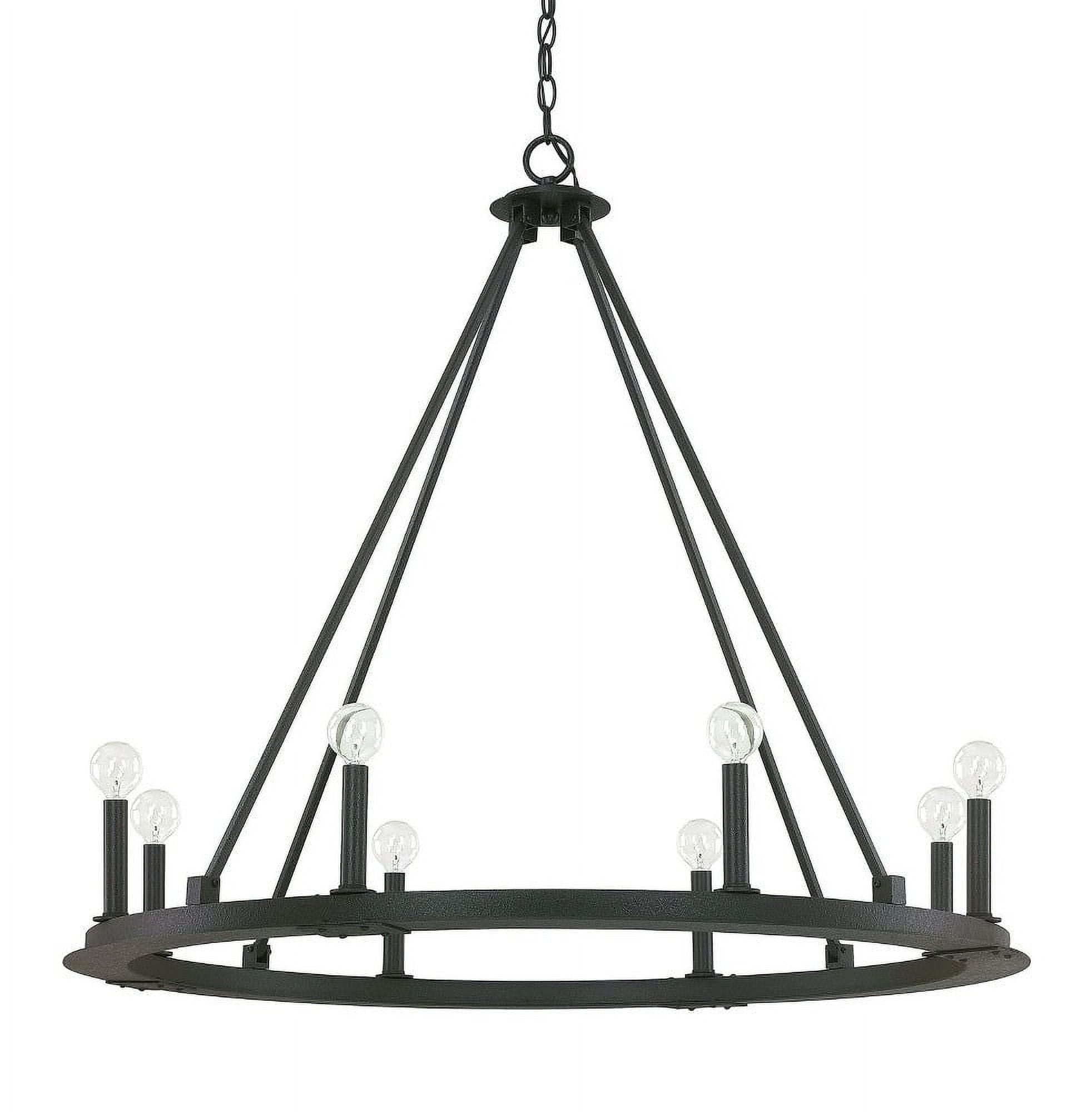 Elegant Pearson 8-Light Black Iron Chandelier with Adjustable Chain