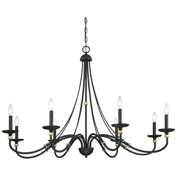 Chandelier 8 Light Sand Coal/Skyline Gold Steel 30 Inches Tall By 46 Inches Wide -Traditional Installation Minka Lavery 1048-677