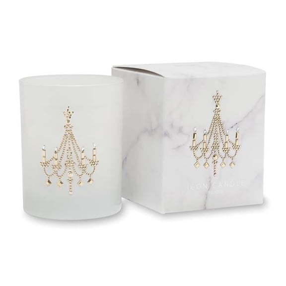 Chandelier 9.5 oz. Icon Candle in White Marble