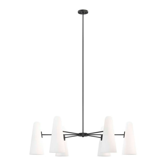 Chandelier Ceiling Pendant Light Fixture, White Black, Glass, Living Kitchen Cafe Bistro Hospitality Restaurant, Modern Contemporary HB33894