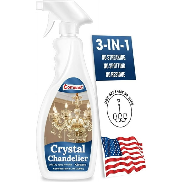 Chandelier Cleaner Drip Dry Spray No Wipe Drip and Dry Formula for Bright,Clean Finish on Glass Figurine and Crystal Fixtures,Spray Away Dust Remover for Chandelier Crystals as Home Cleaning Supplies
