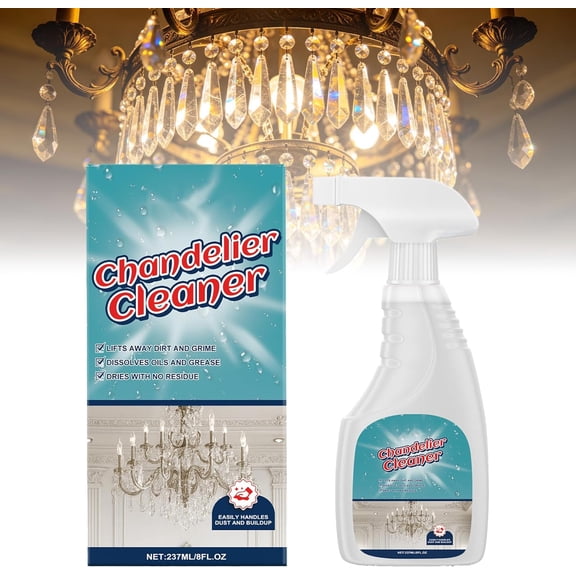 Chandelier Cleaning & Care Spray, Drip Dry No Wipe Formula, Crystal & Glass Chandelier Cleaner Solution, No Rinse Spray Cleaner for Glass, Brass, Lighting Fixtures, Quick Dry & Streak-Free (1 Pcs)