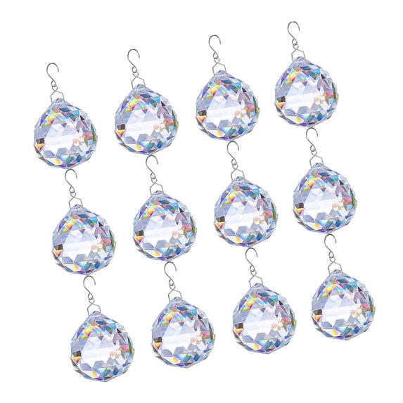 Chandelier Crystal Replacement Set, 12 Crystal Glass Prism Ornaments with Hooks, 2cm/0.78inch Accent Pieces for Window Decor and Indoor Display
