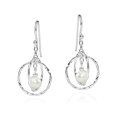 thumbnail image 1 of Chandelier Dangle Earrings with Freshwater Pearl & Intertwined Textured Circles in 925 Sterling Silver | Elegant Statement Jewelry for Women, 1 of 1