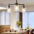 thumbnail image 1 of Chandelier for Dinning Room Light Fixture, 3-Light Kitchen Island Modern Farmhouse Pendant Ceiling Lights with Clear Glass Shade Flush Mount Ceiling Light for Foyer Living Room, Height Adjustable, 1 of 7