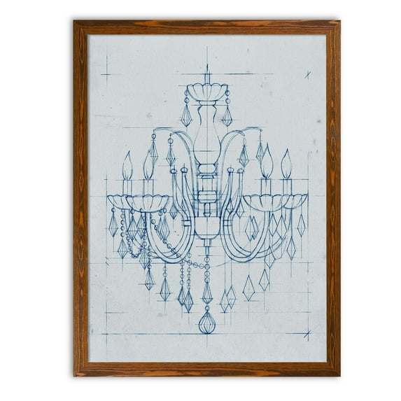Chandelier Draft I - Barnwood Framed Canvas - 18 x 24 - Maple