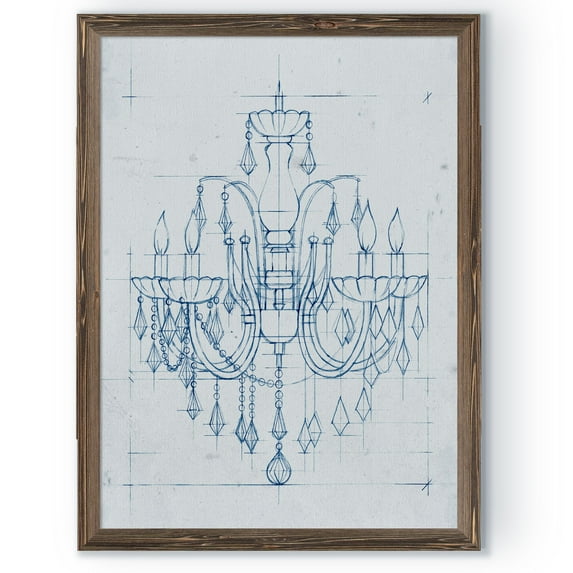 Chandelier Draft I - Barnwood Framed Canvas - 18 x 24 - Walnut