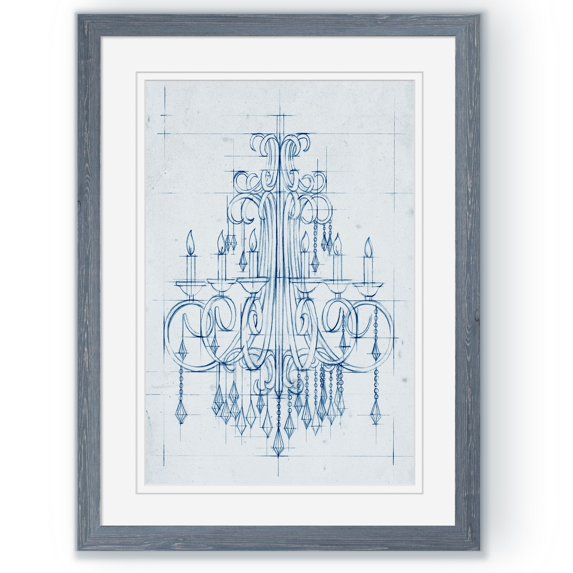 Chandelier Draft II - Barnwood Framed Print - 18 x 24 - Grey