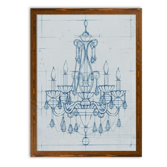 Chandelier Draft III - Barnwood Framed Canvas - 18 x 24 - Maple