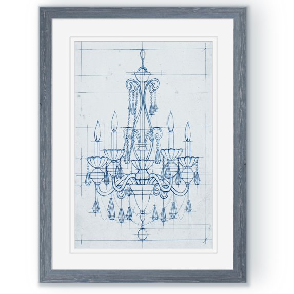 Chandelier Draft III - Barnwood Framed Print - 18 x 24 - Grey