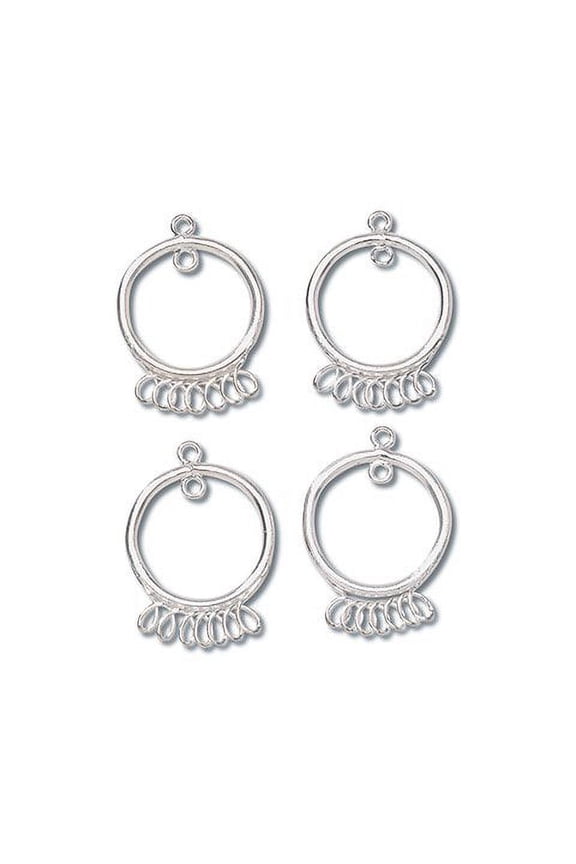 Chandelier Earrings - 7 Loop - Bright Silver Plated - 18Mm