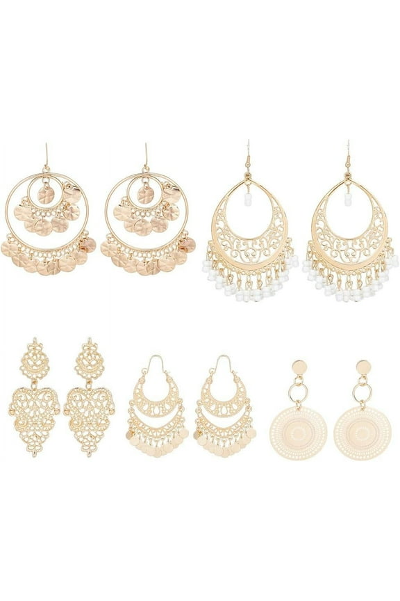 Chandelier Earrings Boho Chandelier Sequins Dangle Drop Earrings Ethnic Gypsy Beads Tassel Hoops with Disc Charms Boho Ear Jewelry Women for diy