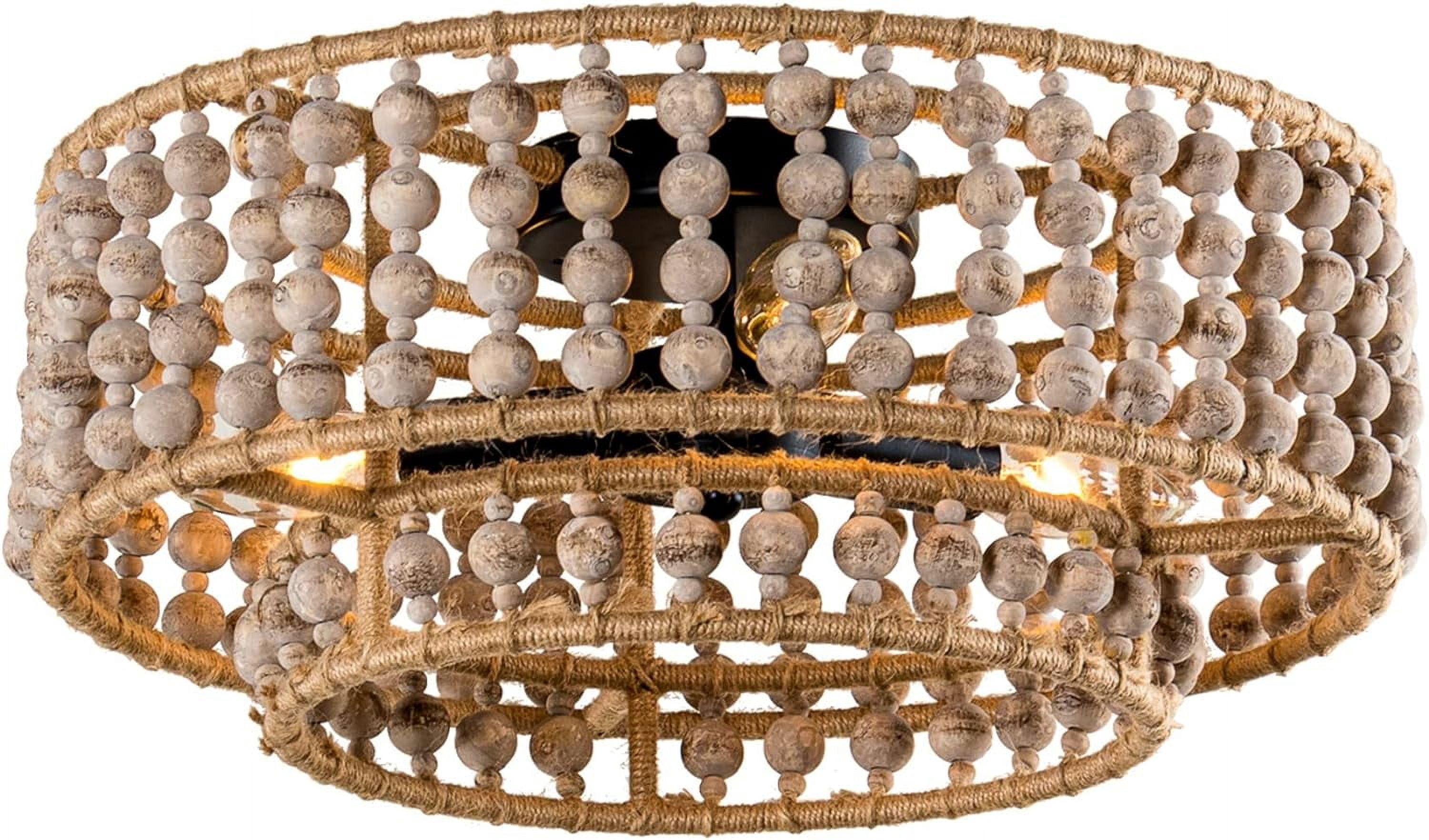 Chandelier Farmhouse Bohemia Wood Beaded Chandelier Light Fixtures ...