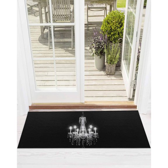 Chandelier Front Door Mat Welcome Doormat Indoor Outdoor Entrance Floor Mat Non-Slip Washable Runner Rug for Front Porch Decor 18x60 Inch