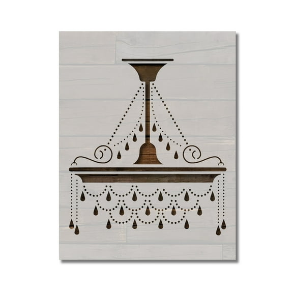 Chandelier Hanging Light Fixture Lamp Stencil Template Reusable 8.5 x 11 for Painting on Walls, Wood, Etc. By Stencilville