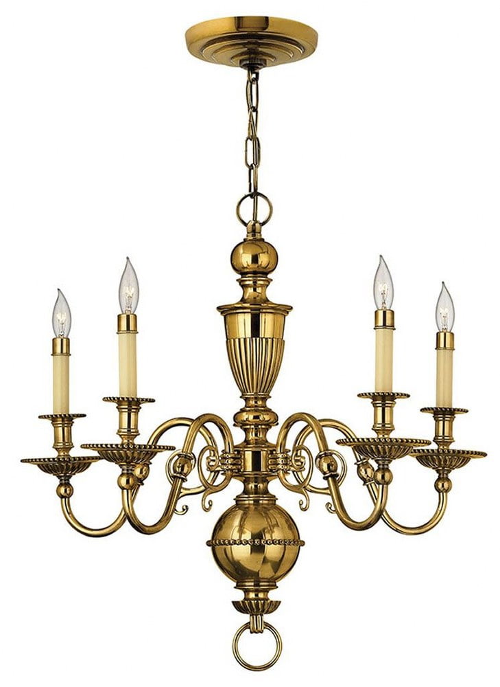 Burnished Brass 5-Light Beaded Traditional Chandelier