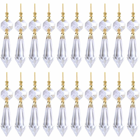 Chandelier Lamp 20PC Icicle Crystal Prisms Hanging Drop Pendant Christmas Decor
