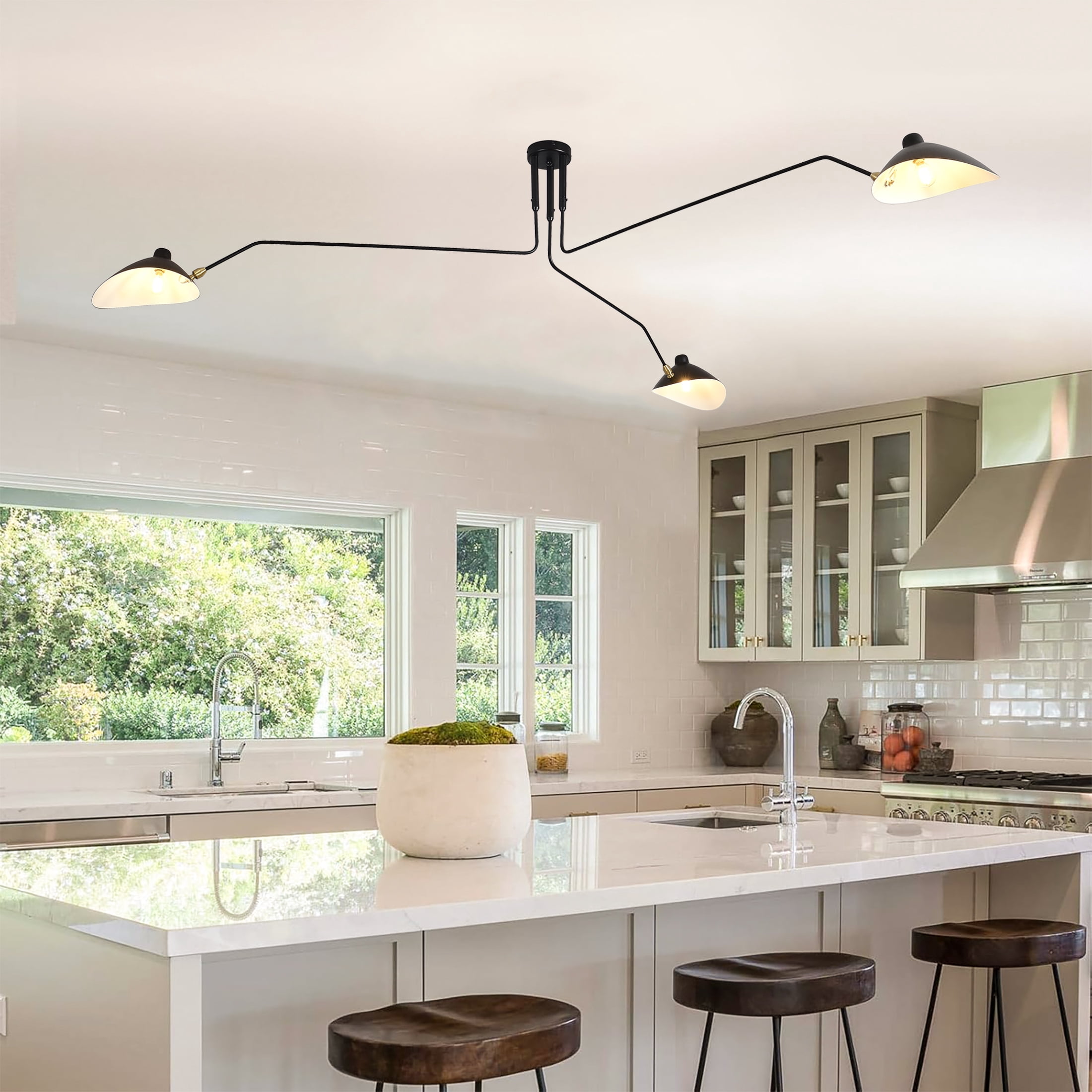 Chandelier Mid Century Modern Black, Kitchen Table Chandelier Light ...