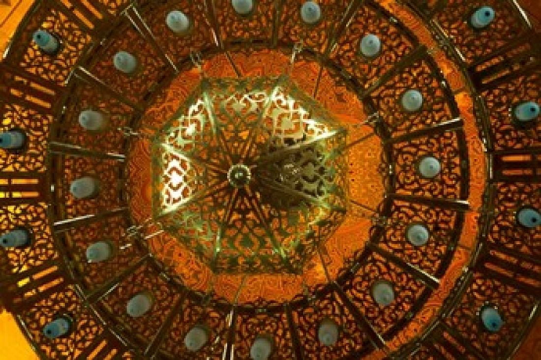 Chandelier Mosque Abu-Al-Abbas Mursi Egypt Canvas Art - Darrell Gulin DanitaDelimont (34 x 23)