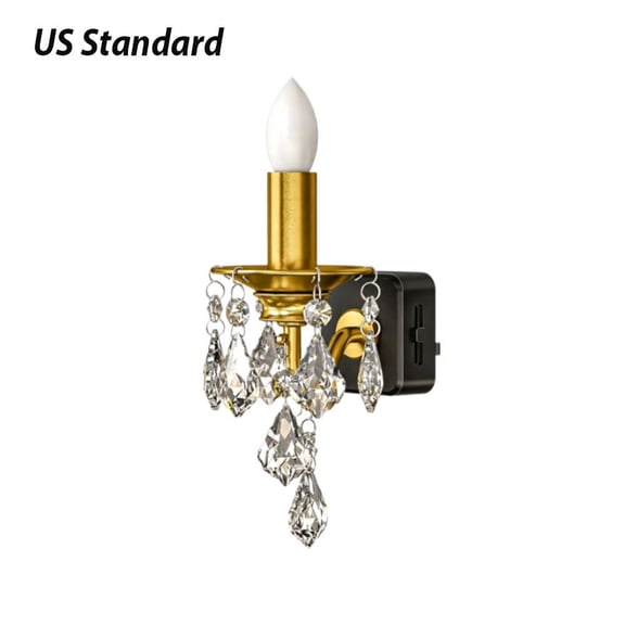 Chandelier Night Light Plug into Wall, Dimmable Warm LED Candle Wall Sconce