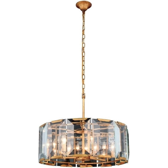 Chandelier Pendant MONACO Transitional Round Frame 6-Light Golden Iron G EL-2695