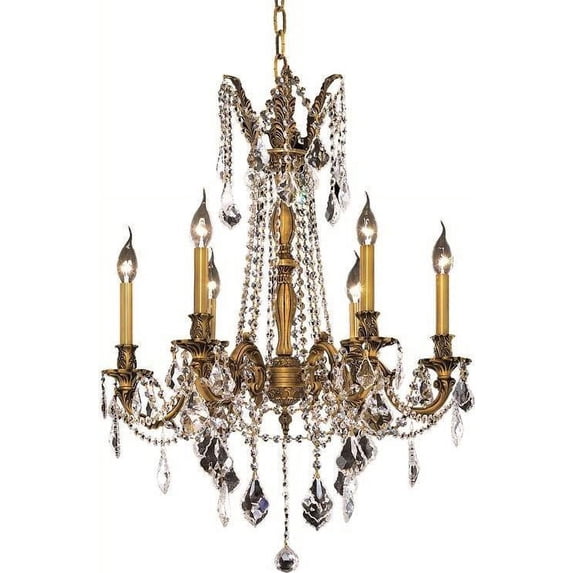 Chandelier Pendant ROSALIA Traditional 6-Light French Gold Golden Teak S EL-8679