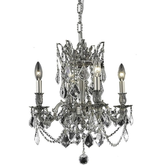 Chandelier Pendant ROSALIA Traditional Dining Room 4-Light Bedroom Pewte EL-8572