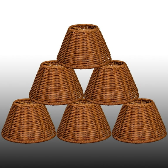 Chandelier Shades Set of 6, Small Rattan Lamp Shades Clip on Bulb,boho Lamp Shades Replacement Traditional Shades for Antique Floor Lamp Chandeliers Wall Sconces