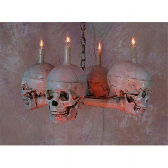 Chandelier Skull-Bone Four Life-Size Skulls on Femur Crossbones