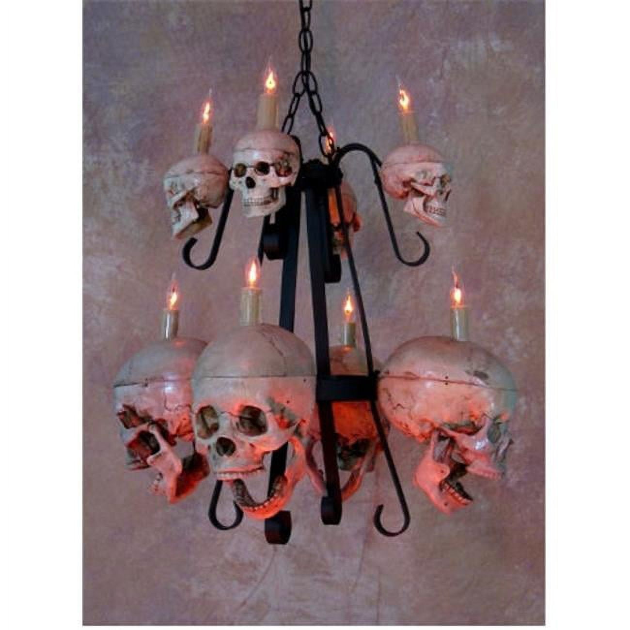 Chandelier Skull-Metal  4 Life-Size Skulls & 4 Med skulls on Metal Frame