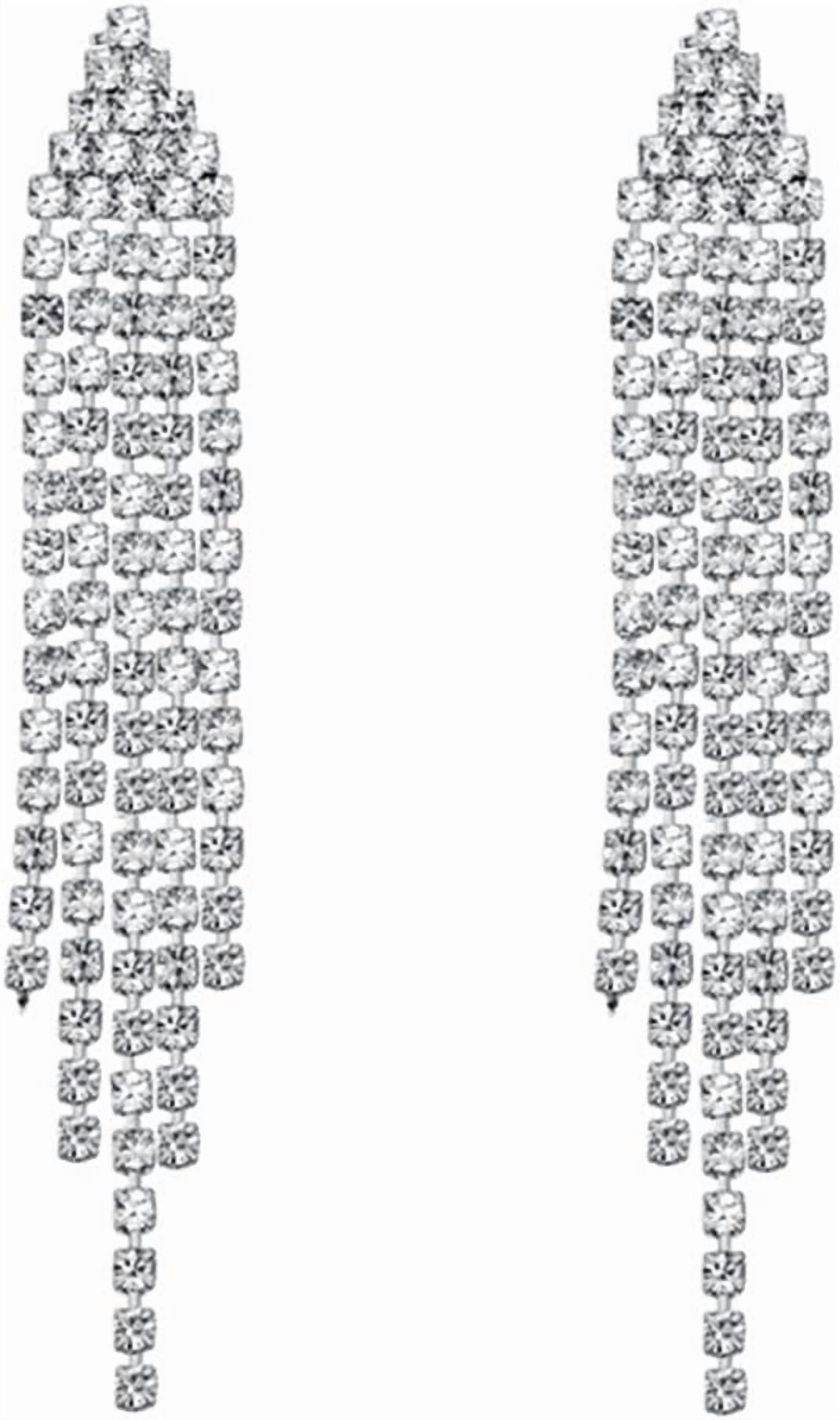 Chandelier Tassel Dangle Linear Drop Earrings Party Jewelry Clear Austrian Crystal[Z8320]
